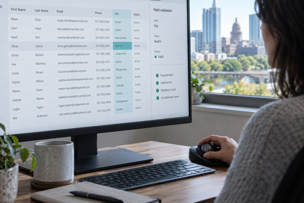 Selected CRM field column being reviewed for consistent entries