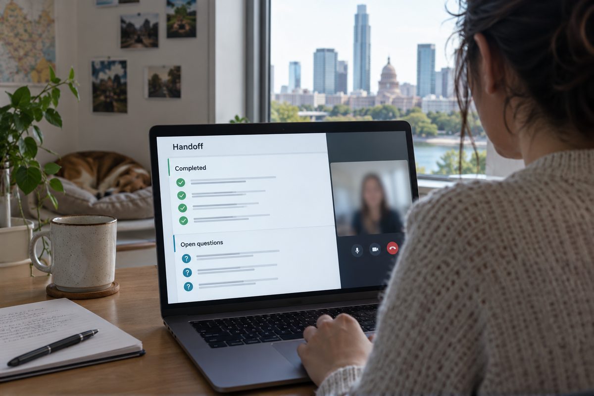 Handoff review separating completed administrative tasks from open questions