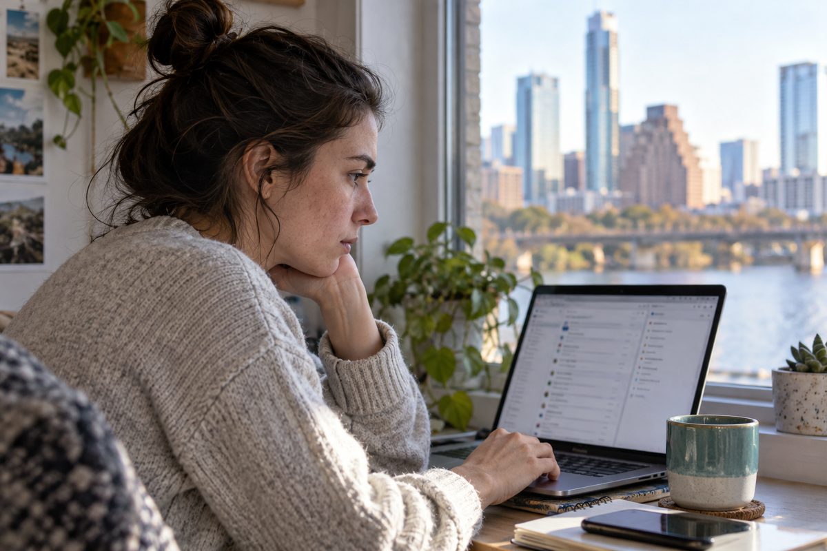 Remote administrative work in a quiet domestic setting