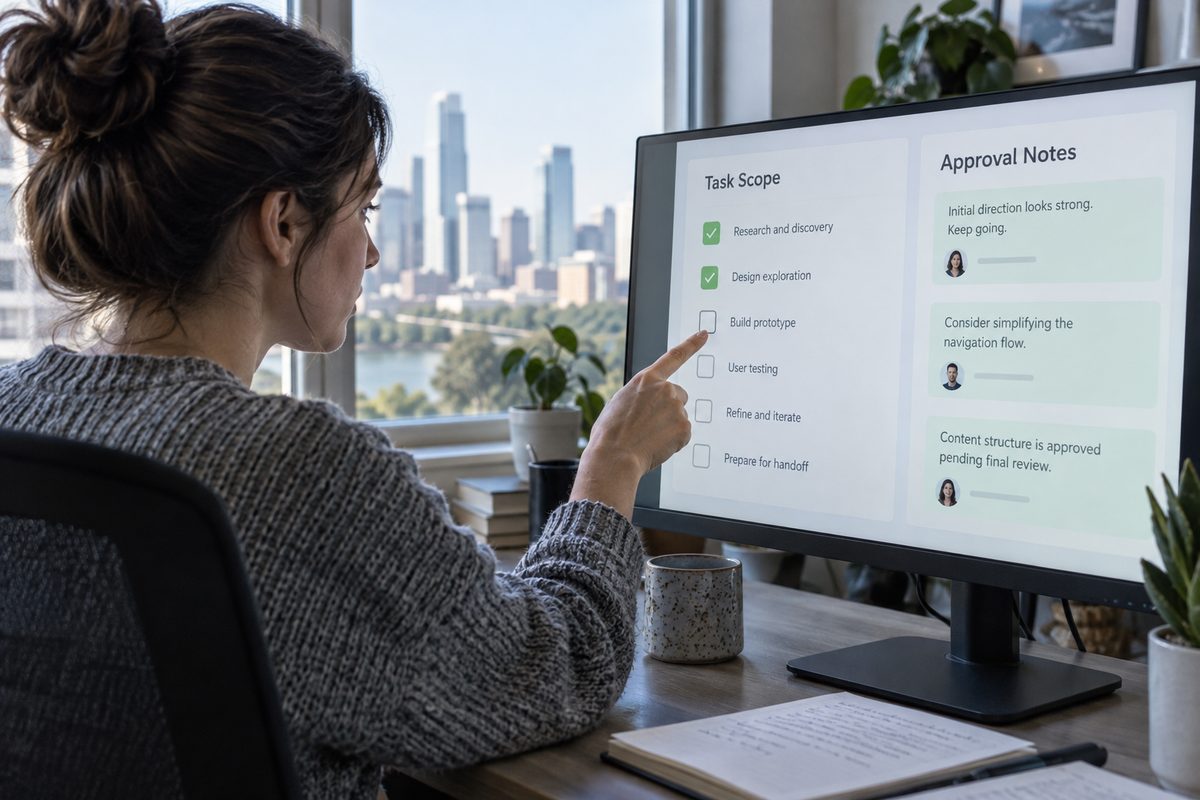 Task scope being checked against approval notes before work is agreed