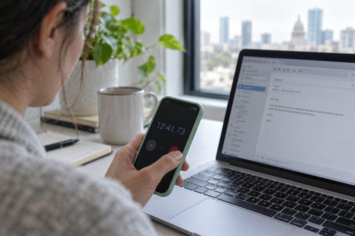 Worker timing an email task to estimate its weekly workload